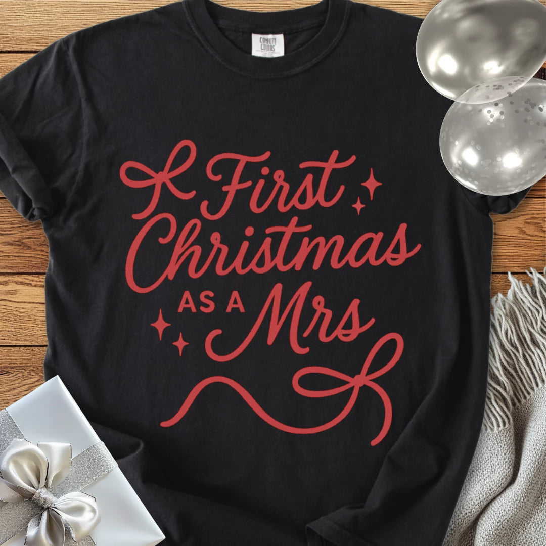 First Christmas as a Mrs - Premium Wedding T-Shirt