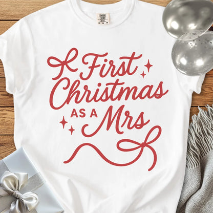 First Christmas as a Mrs - Premium Wedding T-Shirt