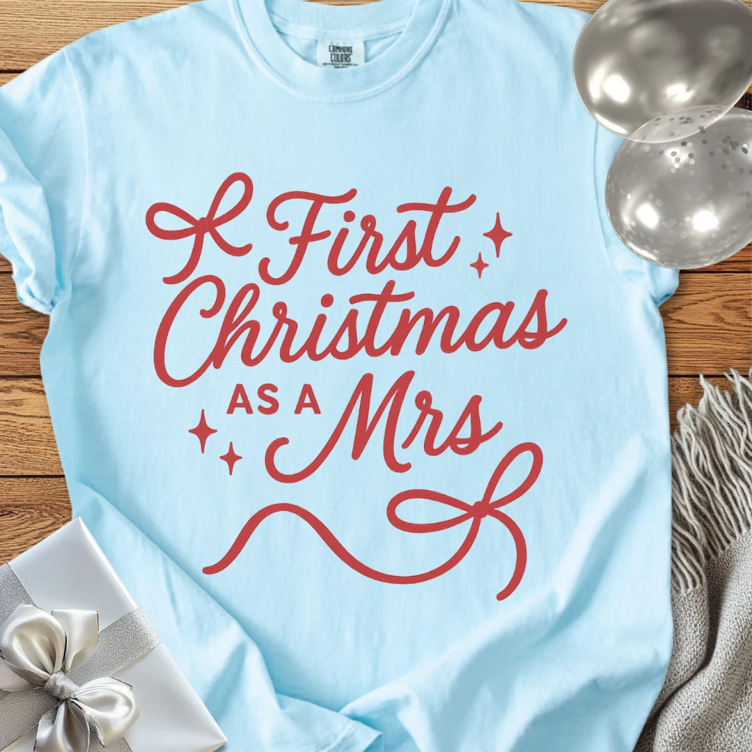 First Christmas as a Mrs - Premium Wedding T-Shirt