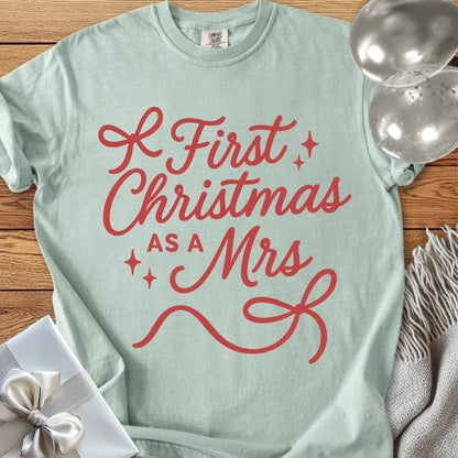 First Christmas as a Mrs - Premium Wedding T-Shirt
