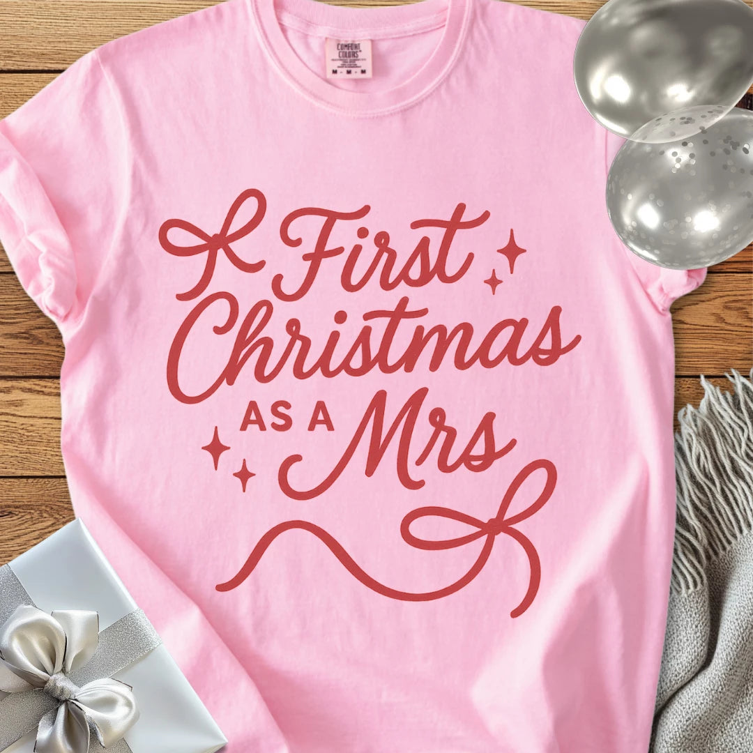 First Christmas as a Mrs - Premium Wedding T-Shirt