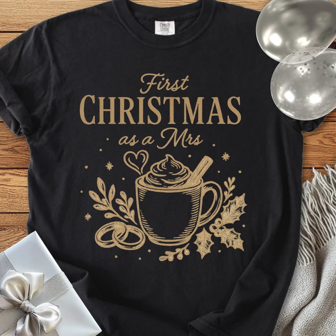 First Christmas as a Mrs  - Premium Wedding T-Shirt