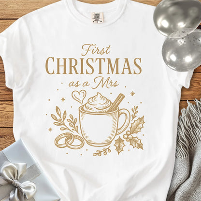 First Christmas as a Mrs  - Premium Wedding T-Shirt