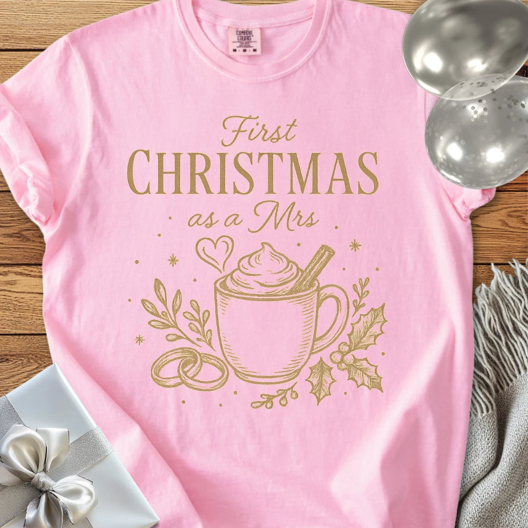 First Christmas as a Mrs  - Premium Wedding T-Shirt