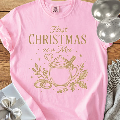 First Christmas as a Mrs  - Premium Wedding T-Shirt