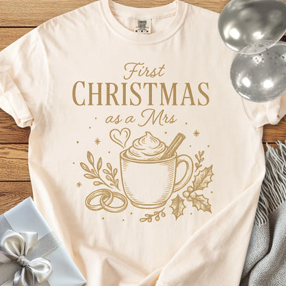 First Christmas as a Mrs  - Premium Wedding T-Shirt