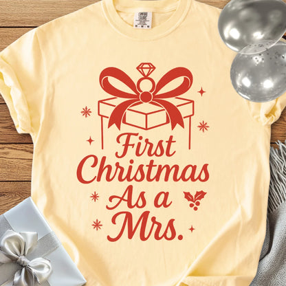 First Christmas as a Mrs - Premium Wedding T-Shirt