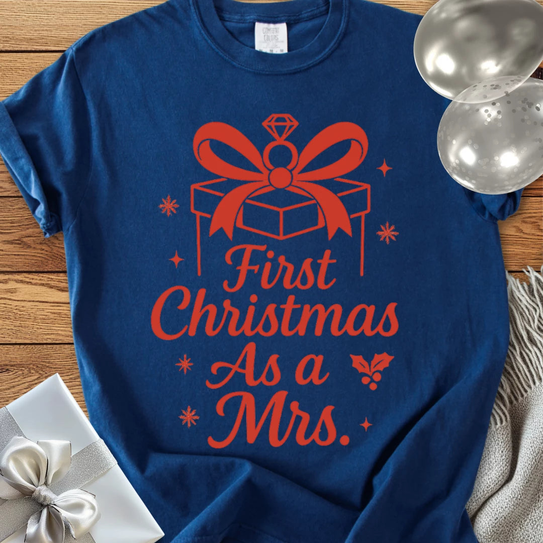 First Christmas as a Mrs - Premium Wedding T-Shirt