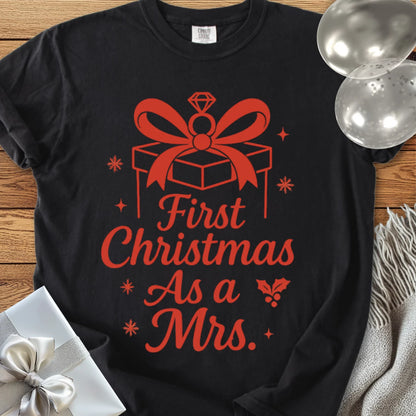 First Christmas as a Mrs - Premium Wedding T-Shirt