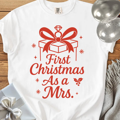 First Christmas as a Mrs - Premium Wedding T-Shirt