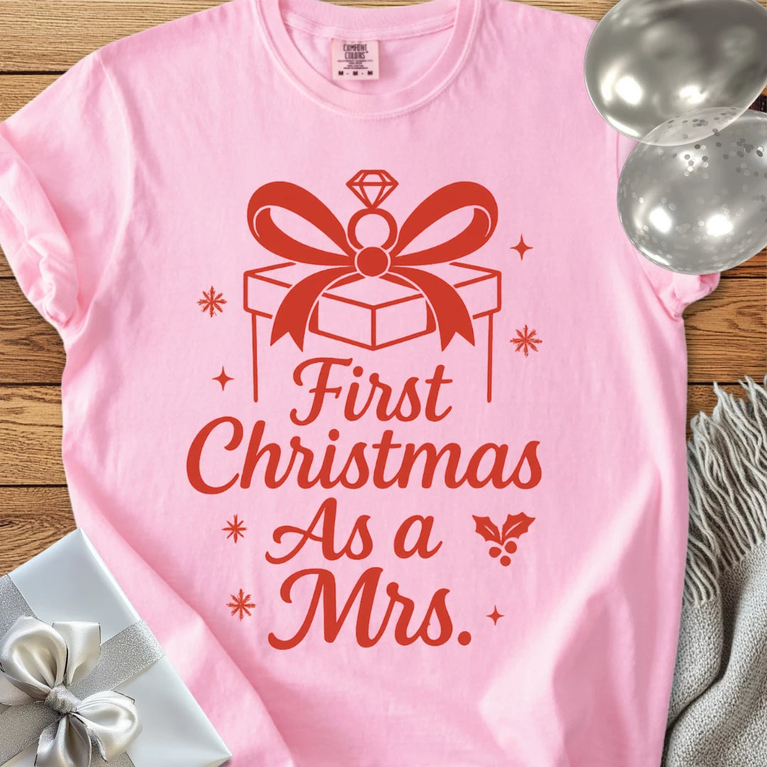 First Christmas as a Mrs - Premium Wedding T-Shirt