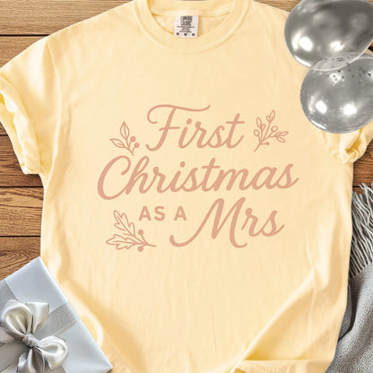 First Christmas as a Mrs  - Premium Wedding T-Shirt