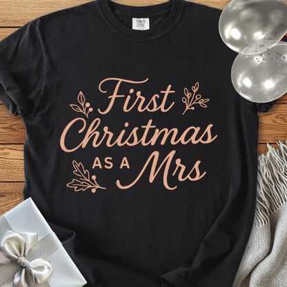 First Christmas as a Mrs  - Premium Wedding T-Shirt