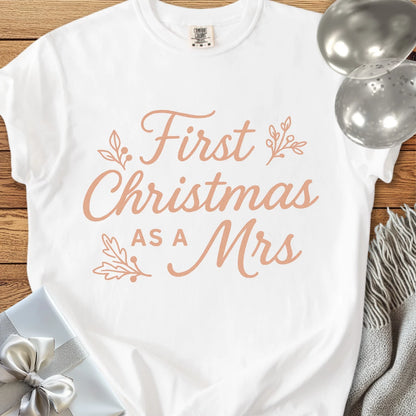 First Christmas as a Mrs  - Premium Wedding T-Shirt