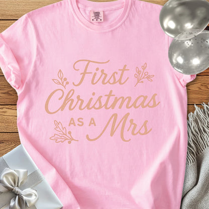 First Christmas as a Mrs  - Premium Wedding T-Shirt