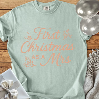 First Christmas as a Mrs  - Premium Wedding T-Shirt