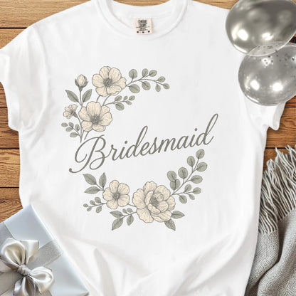 Bridesmaid - Premium Floral Bridal Party T-Shirt