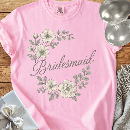 Bridesmaid - Premium Floral Bridal Party T-Shirt