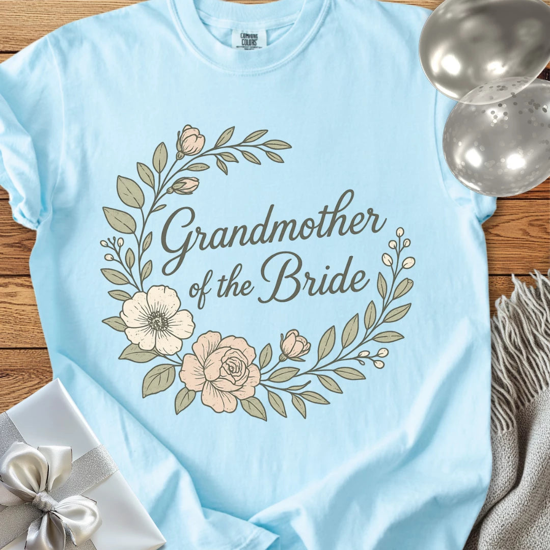 Grandmother of the Bride - Premium Floral Bridal Party T-Shirt