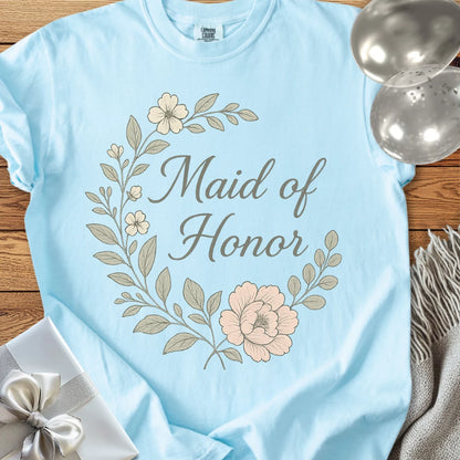 Maid of Honor - Premium Floral Bridal Party T-Shirt