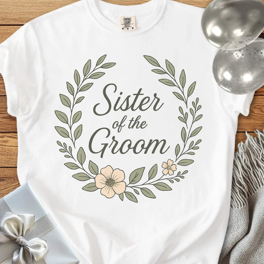 Sister of the Groom - Premium Floral Bridal Party T-Shirt