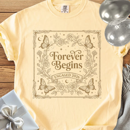 Forever Begins, Engaged 2026 - Premium Engagement T-Shirt