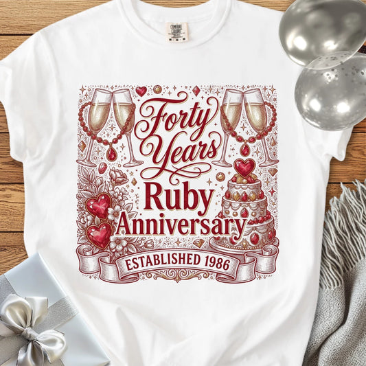 Forty Years, Ruby Anniversary, Established 1986 - Premium 40th Wedding Anniversary T-Shirt
