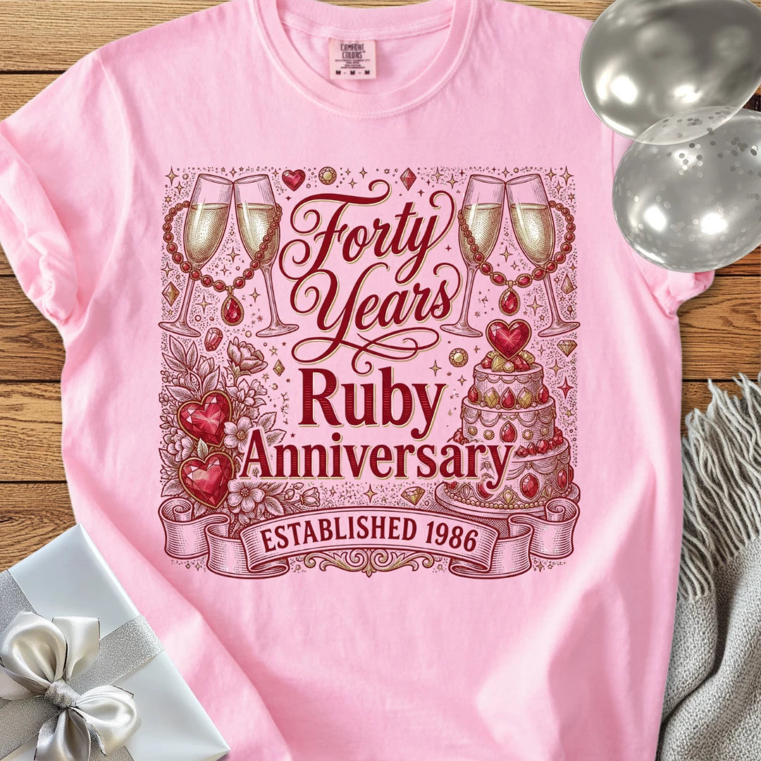 Forty Years, Ruby Anniversary, Established 1986 - Premium 40th Wedding Anniversary T-Shirt