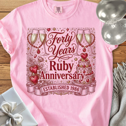 Forty Years, Ruby Anniversary, Established 1986 - Premium 40th Wedding Anniversary T-Shirt
