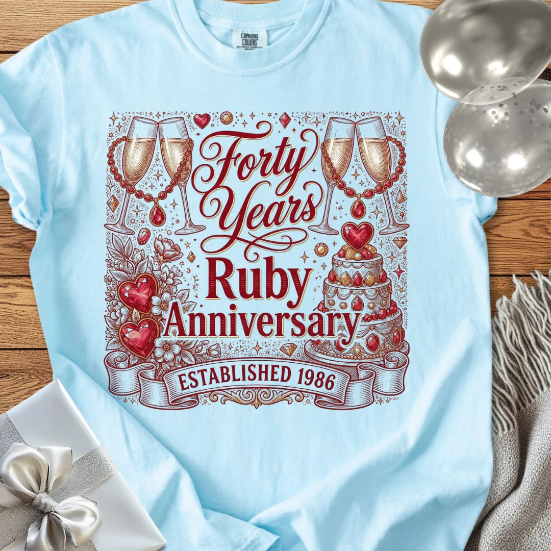 Forty Years, Ruby Anniversary, Established 1986 - Premium 40th Wedding Anniversary T-Shirt