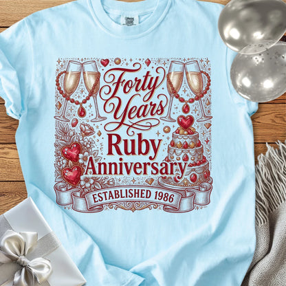 Forty Years, Ruby Anniversary, Established 1986 - Premium 40th Wedding Anniversary T-Shirt