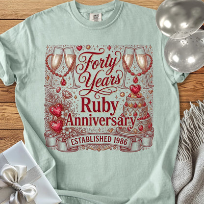 Forty Years, Ruby Anniversary, Established 1986 - Premium 40th Wedding Anniversary T-Shirt