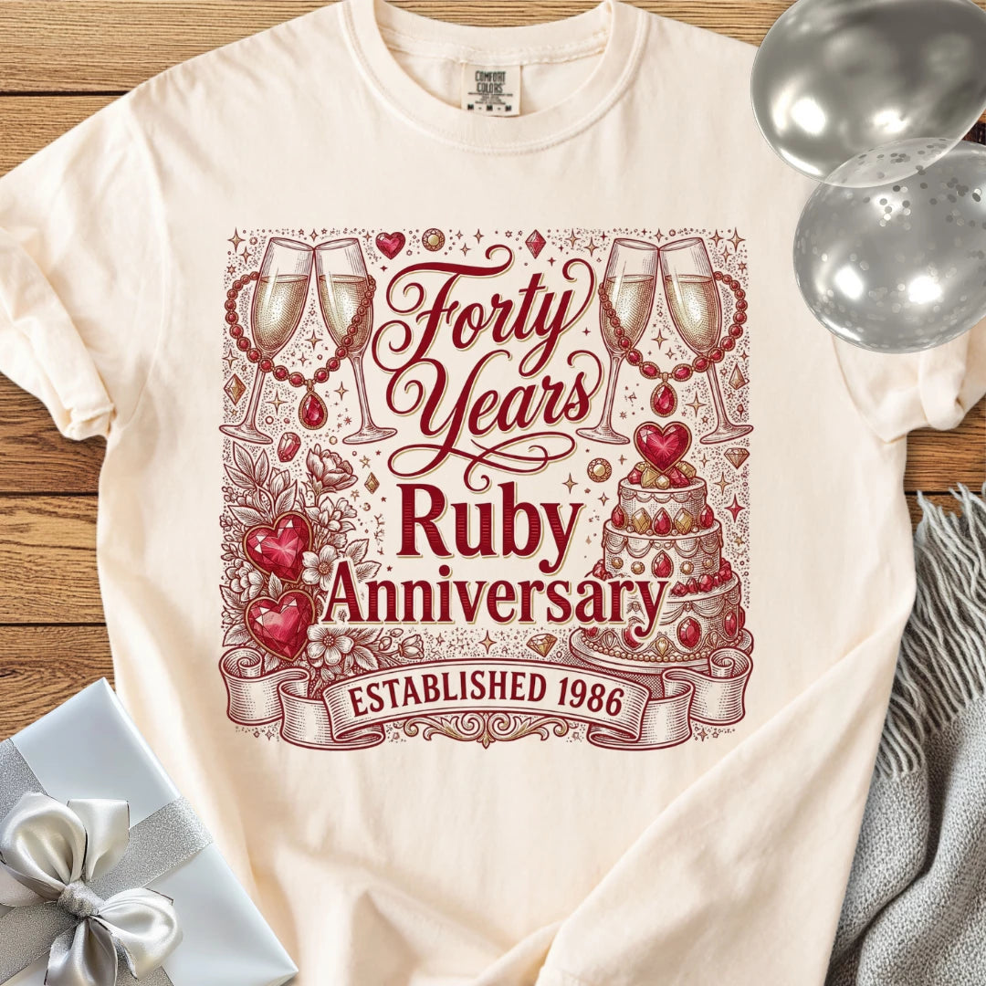 Forty Years, Ruby Anniversary, Established 1986 - Premium 40th Wedding Anniversary T-Shirt