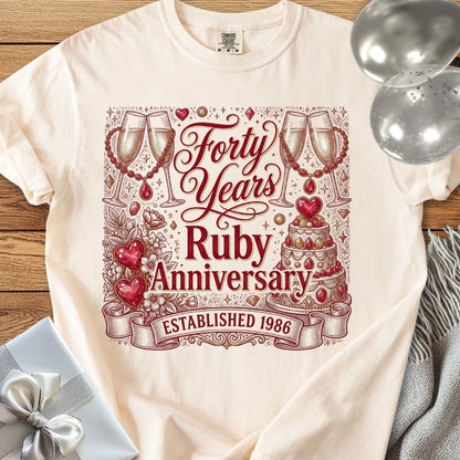 Forty Years, Ruby Anniversary, Established 1986 - Premium 40th Wedding Anniversary T-Shirt