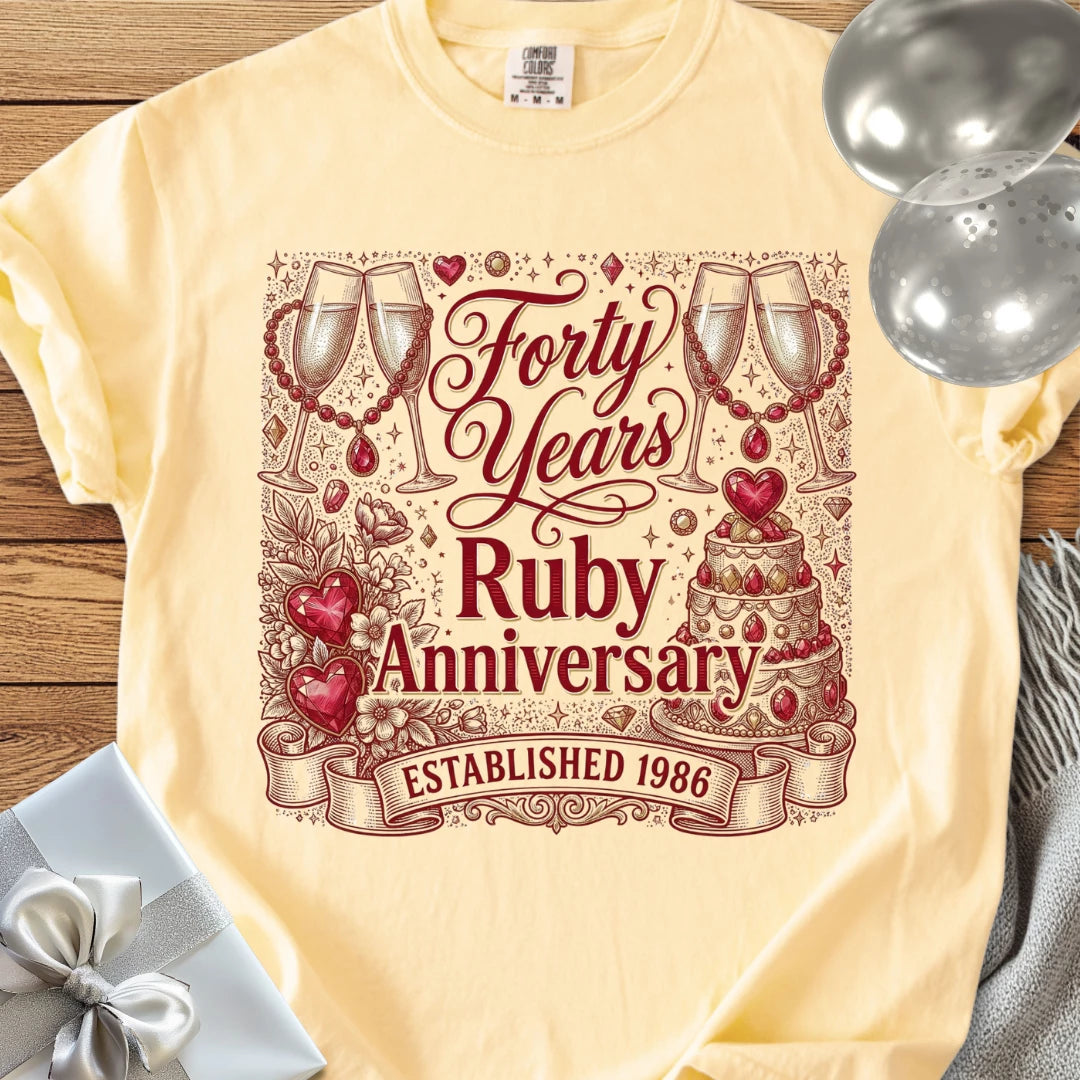 Forty Years, Ruby Anniversary, Established 1986 - Premium 40th Wedding Anniversary T-Shirt