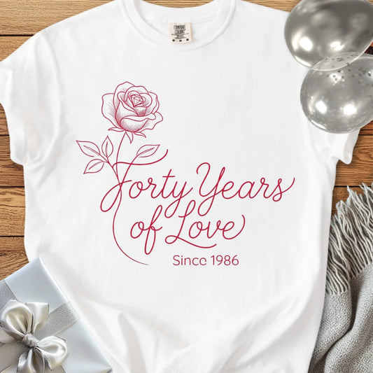 Forty Years of Love, Since 1986 - Premium 40th Wedding Anniversary T-Shirt