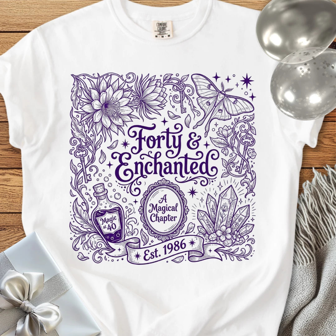 Forty & Enchanted, Est 1986 - Premium 40th Birthday T-Shirt