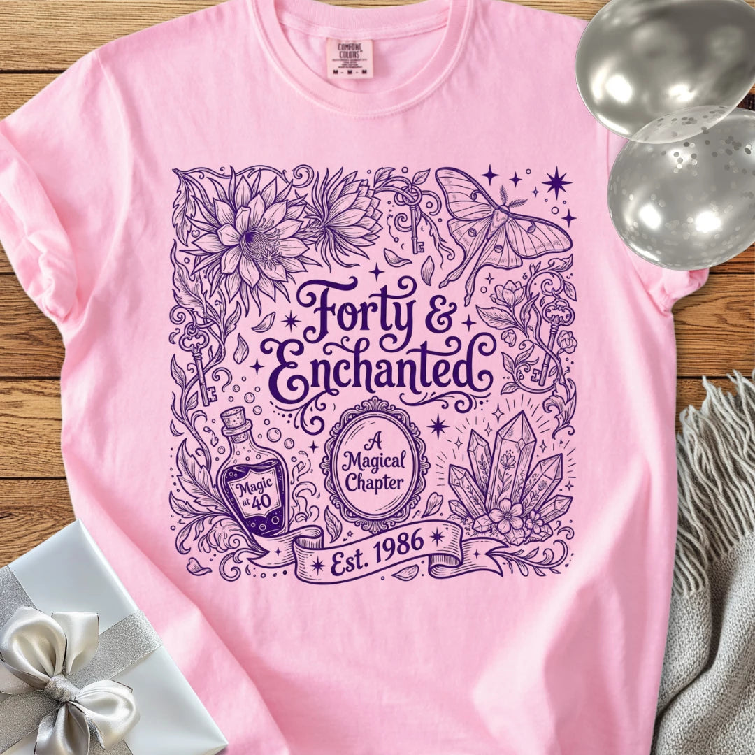 Forty & Enchanted, Est 1986 - Premium 40th Birthday T-Shirt