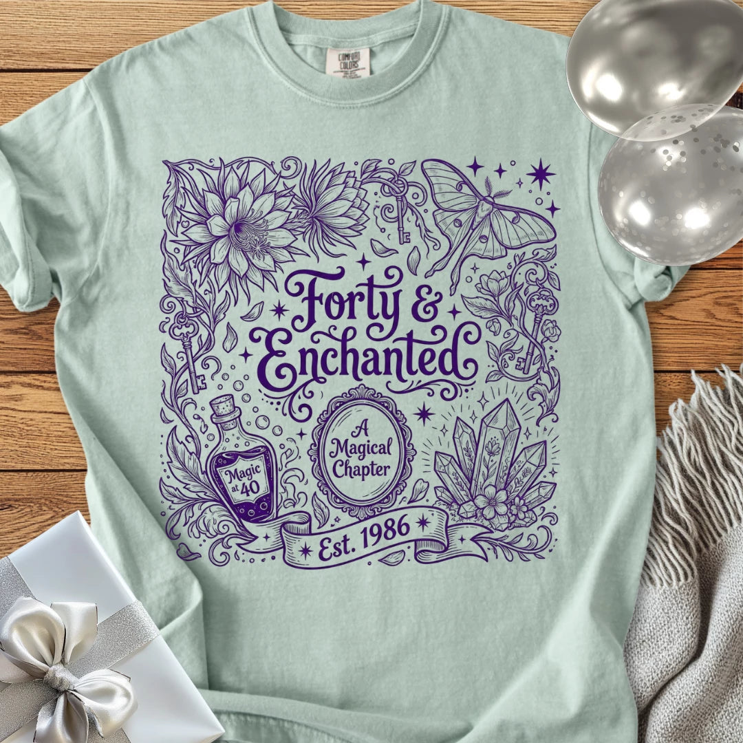 Forty & Enchanted, Est 1986 - Premium 40th Birthday T-Shirt