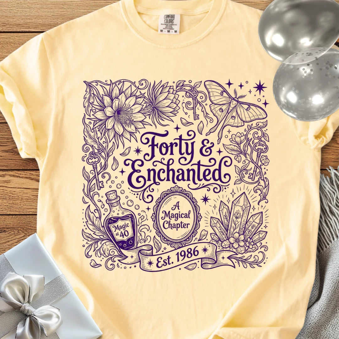 Forty & Enchanted, Est 1986 - Premium 40th Birthday T-Shirt