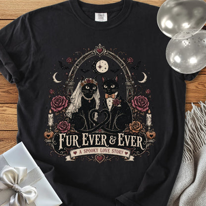 Fur Ever & Ever, A Spooky Love Story - Premium Wedding T-Shirt