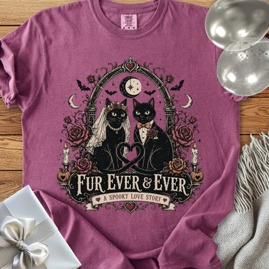 Fur Ever & Ever, A Spooky Love Story - Premium Wedding T-Shirt
