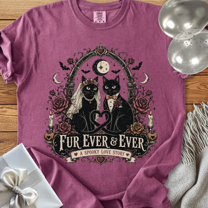 Fur Ever & Ever, A Spooky Love Story - Premium Wedding T-Shirt