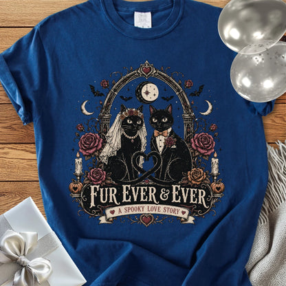 Fur Ever & Ever, A Spooky Love Story - Premium Wedding T-Shirt