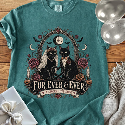 Fur Ever & Ever, A Spooky Love Story - Premium Wedding T-Shirt