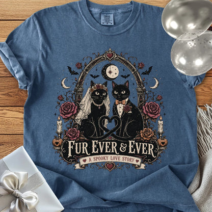 Fur Ever & Ever, A Spooky Love Story - Premium Wedding T-Shirt