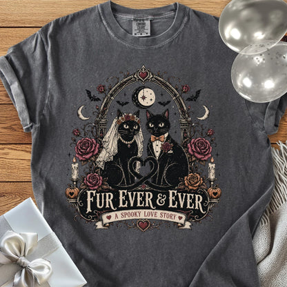 Fur Ever & Ever, A Spooky Love Story - Premium Wedding T-Shirt