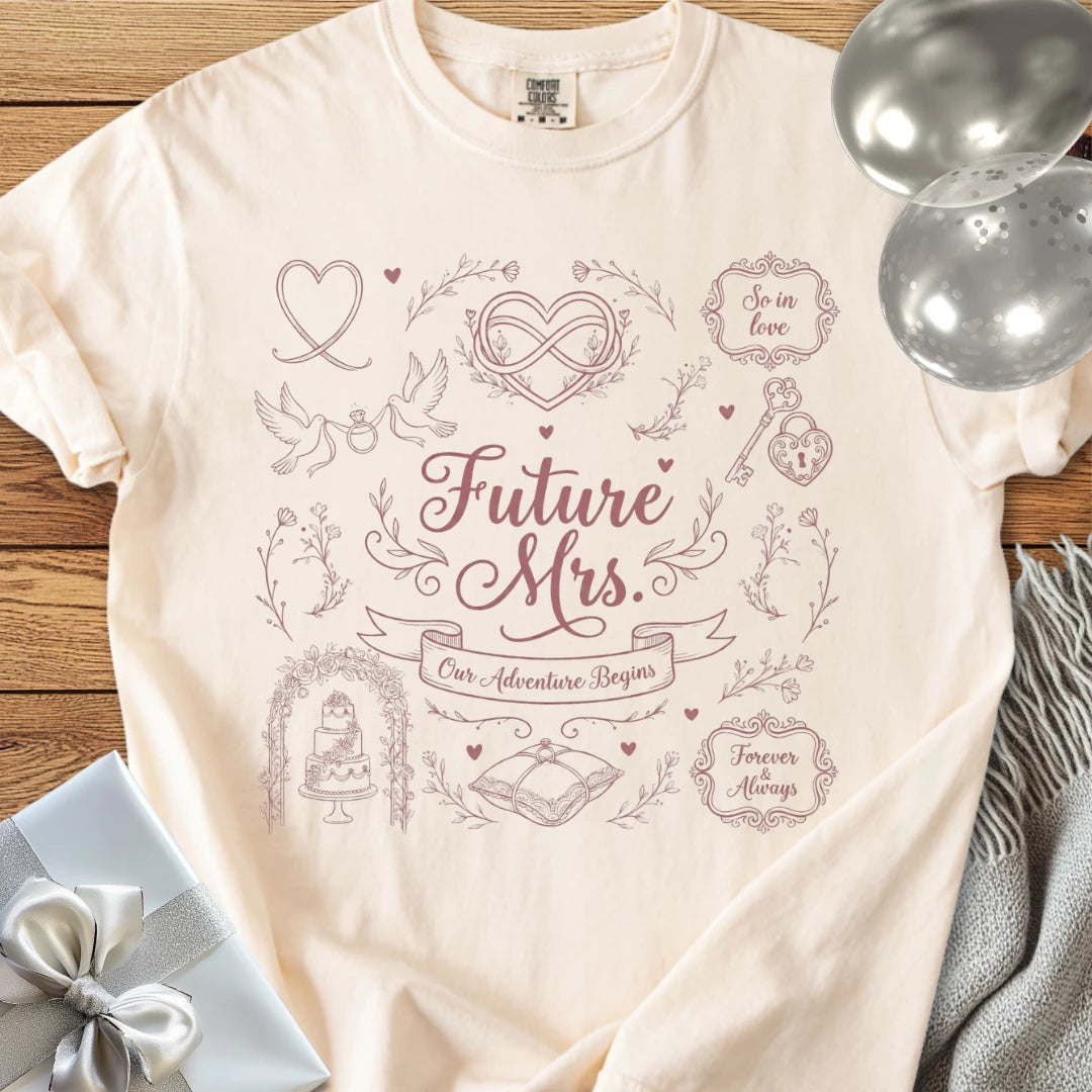 Future Mrs, Our Adventure Begins - Premium Engagement T-Shirt