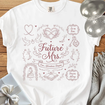 Future Mrs, Our Adventure Begins - Premium Engagement T-Shirt