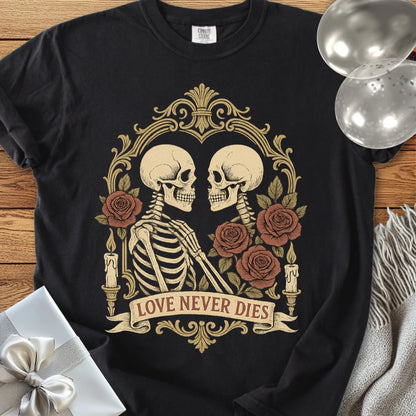 Love Never Dies - Premium Gothic Wedding T-Shirt